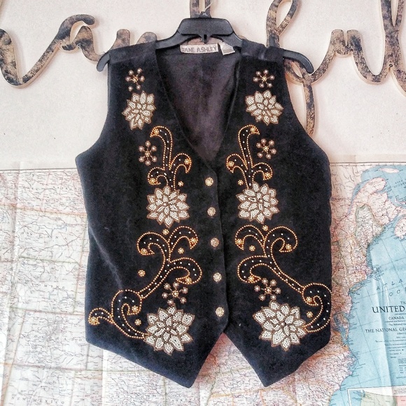 Jackets & Blazers - Vintage embroidered velvet western hippie vest